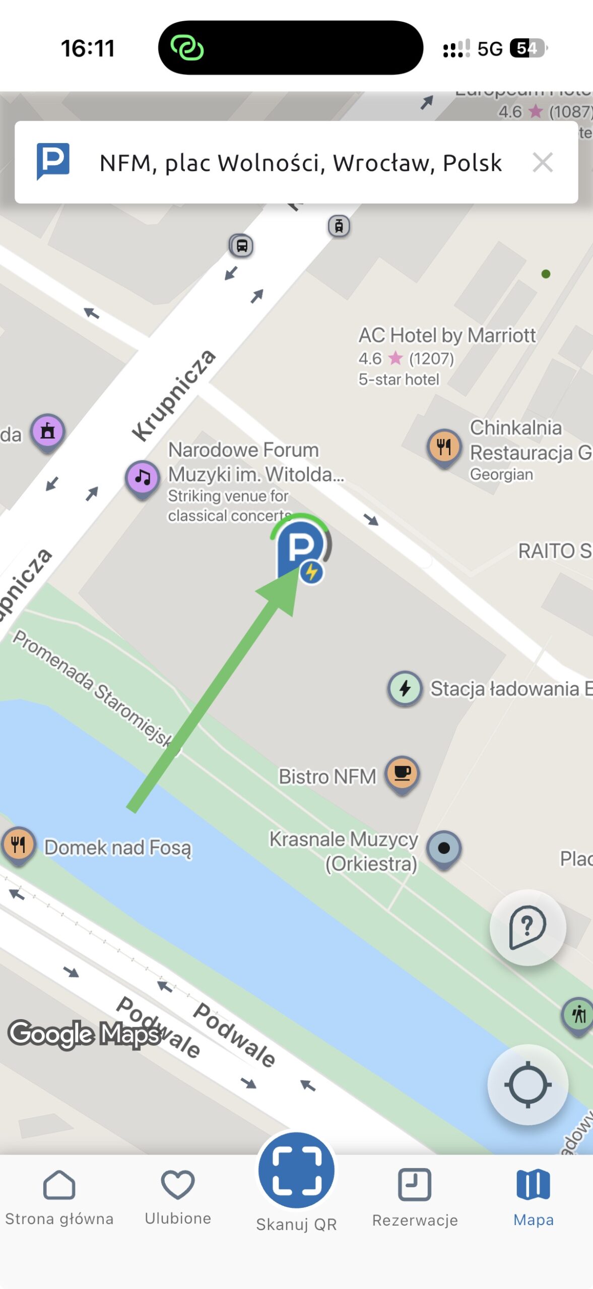 Mapa z pinezką Share.P przy Narodowym Forum Muzyki